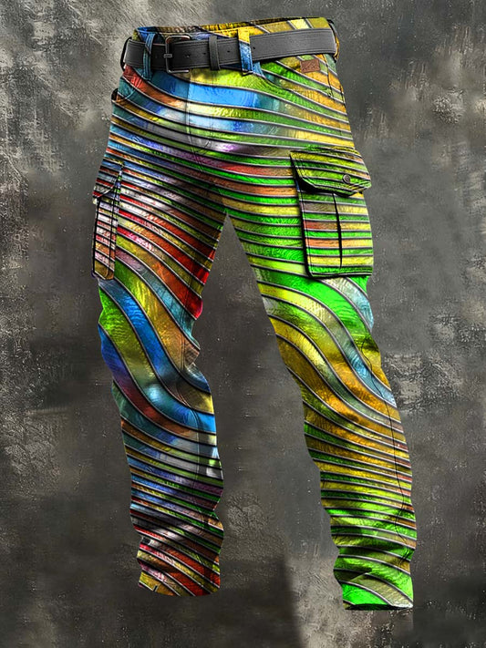Pánské retro dovolená podnikání abstraktní umělecká tisk neformální pracovní kalhoty