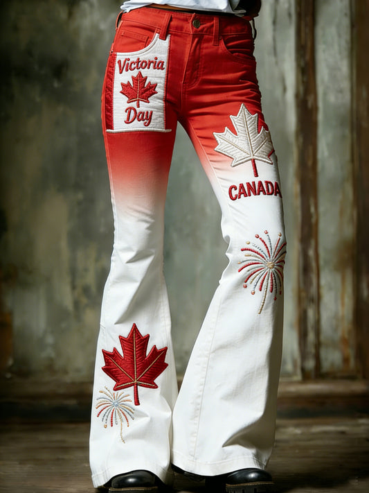 Women's Victoria Day Print Flared Pants