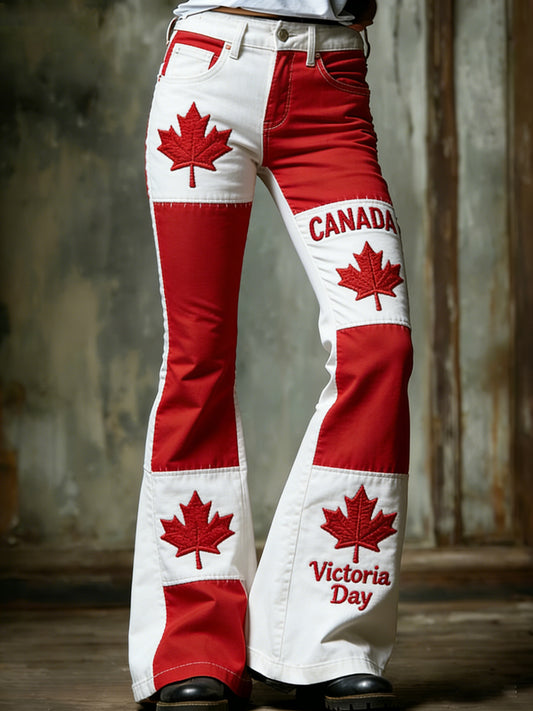 Women's Victoria Day Print Flared Pants