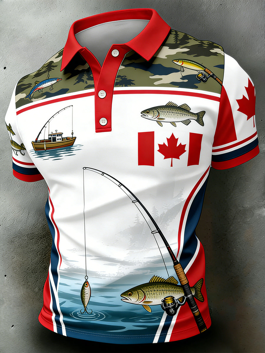 Men's Fishing Enthusiast Printed Polo Shirt