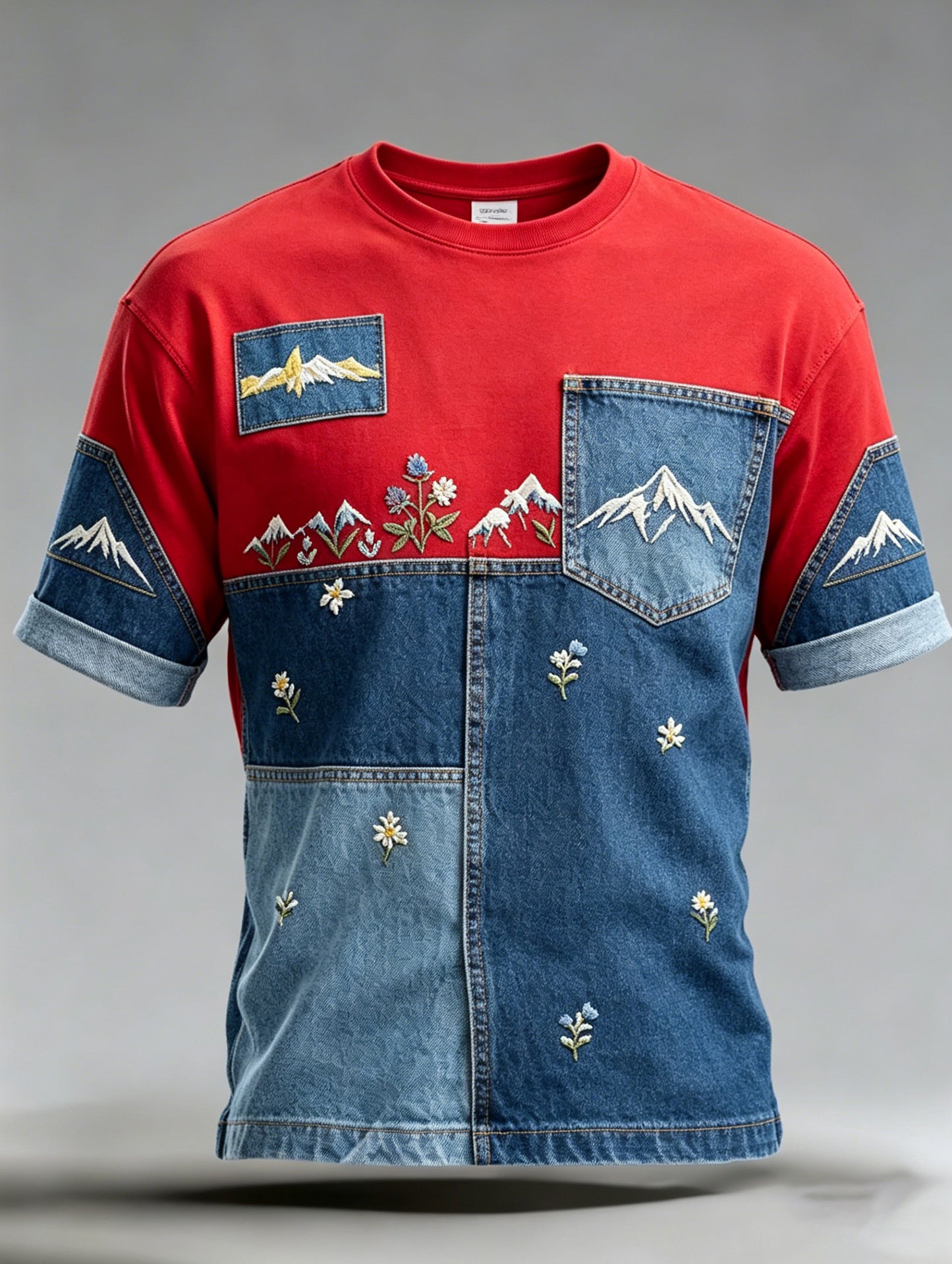 Herren-T-Shirt mit künstlerischem Print zum Thema Schweizer Alpen