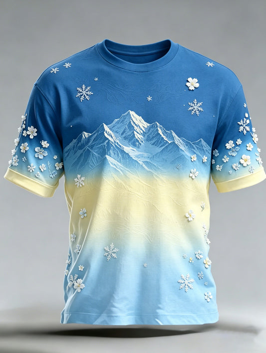 Herren-T-Shirt mit künstlerischem Print zum Thema Schweizer Alpen