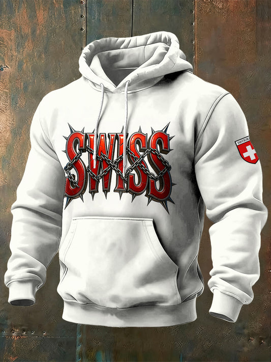 Herren-Sweatshirt mit Schweizer Schriftzug Design bedruckt