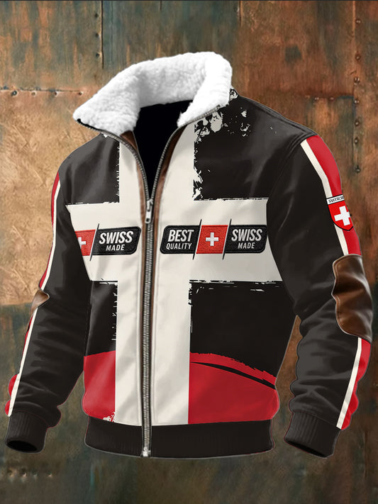 Herren-Patchwork jacke mit Logo-Print