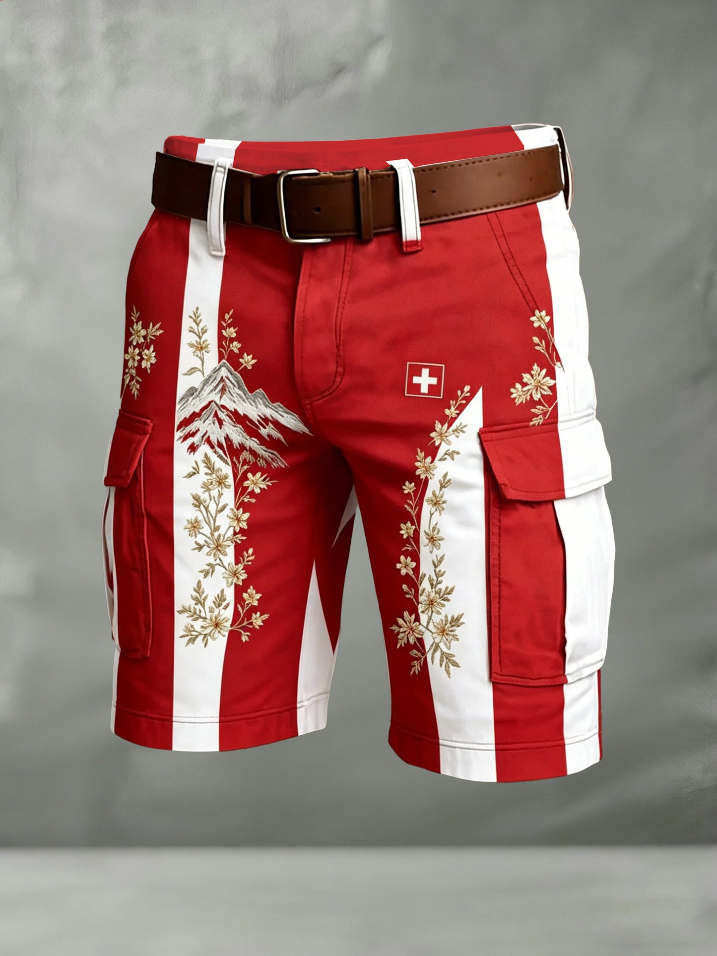 Herren-Schweizer Edelweiß-Business-Kunstdruck-Lässige Shorts