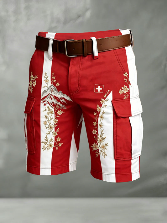 Herren-Schweizer Edelweiß-Business-Kunstdruck-Lässige Shorts