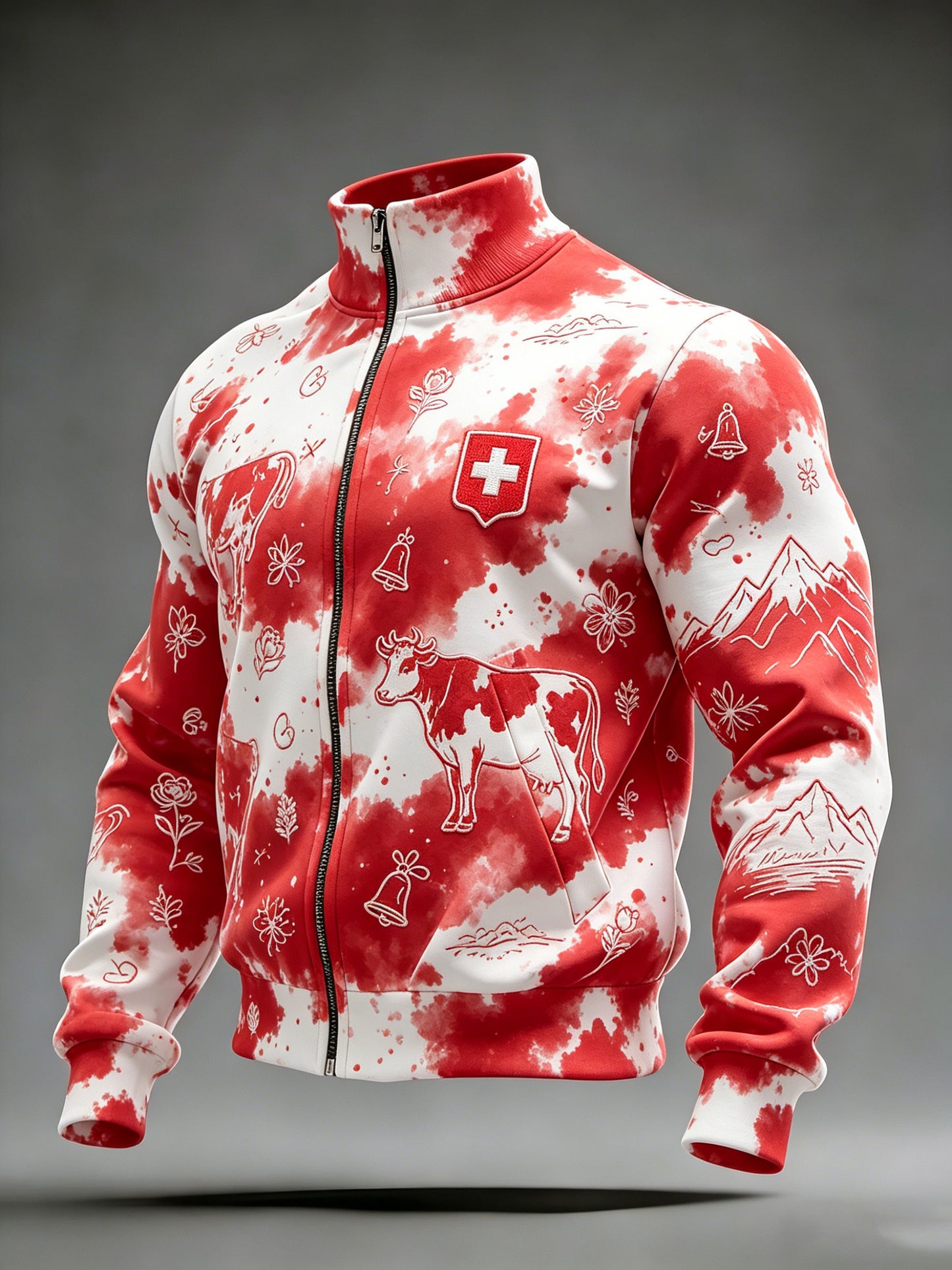 Kunstdruck jacke im Schweizer Landhausstil für Männer