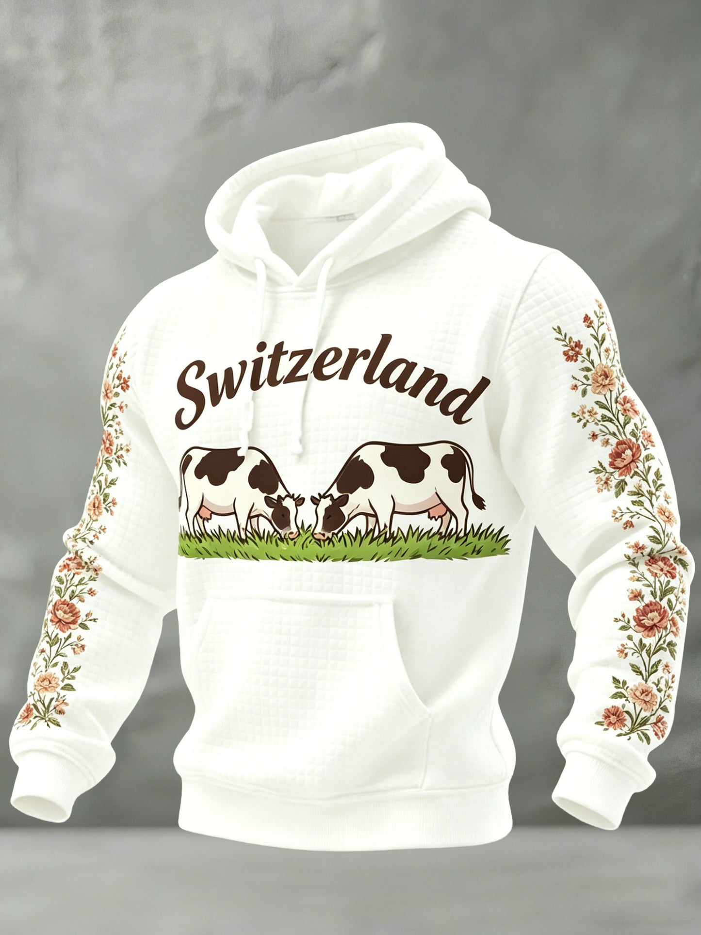 Herren-Sweatshirt mit Kunstprint im Schweizer-Landhausstil und langen Ärmeln