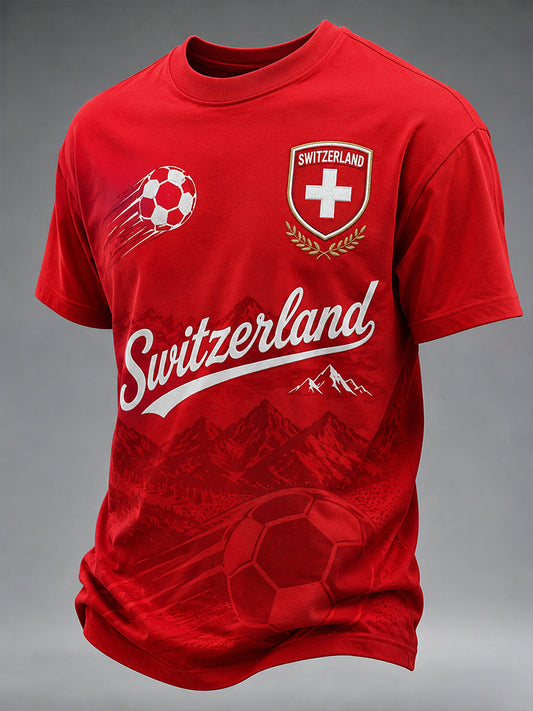 Herren-T-Shirt mit Fußballmotiv-Print