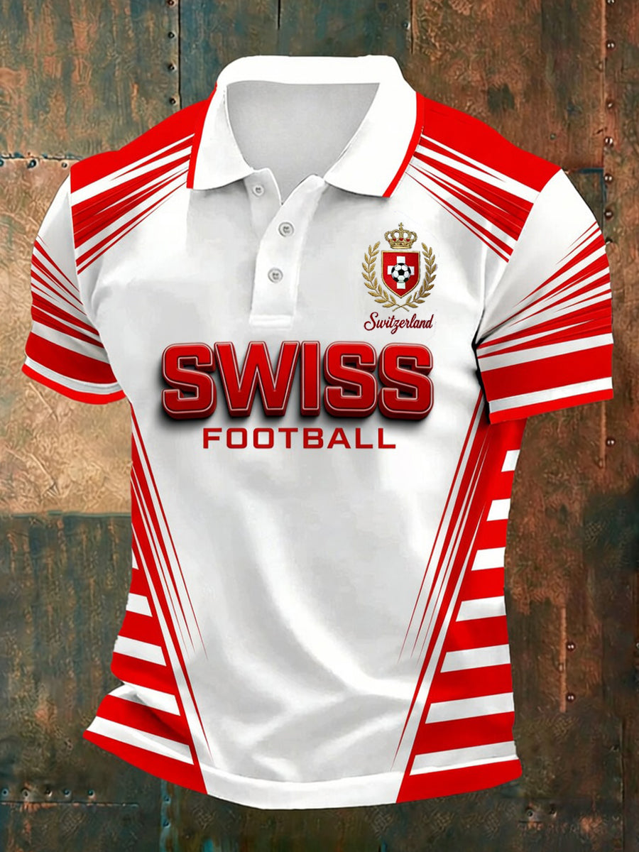 Herren-Schweizer-Fußballfan-Kunstdruck-Lässiges-Trikot