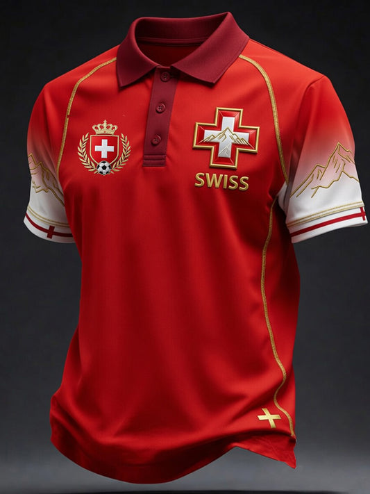 Herren-Schweizer-Fußballfan-Kunstdruck-Lässiges-Trikot