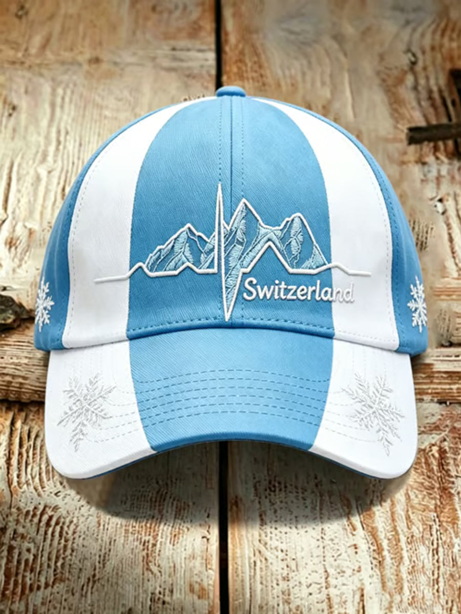 Lässiger Hut mit Schneeberg- und Blumenmuster