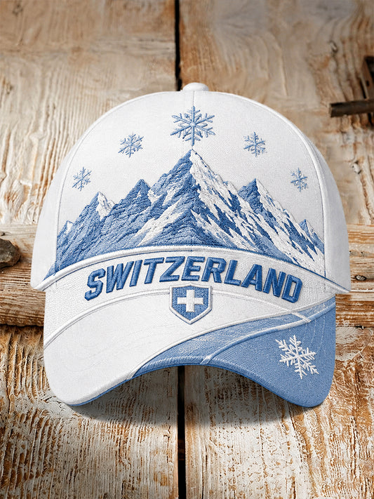 Lässiger Hut mit Schneeberg-Print