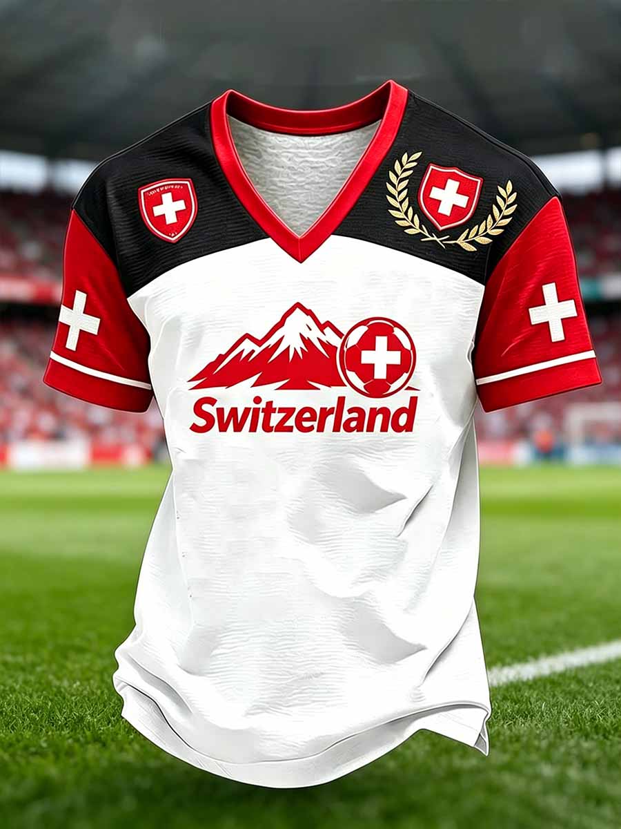 Herren-Freizeit-T-Shirt mit Schweizer Fußballliga-Print