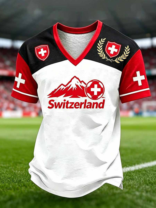 Herren-Freizeit-T-Shirt mit Schweizer Fußballliga-Print