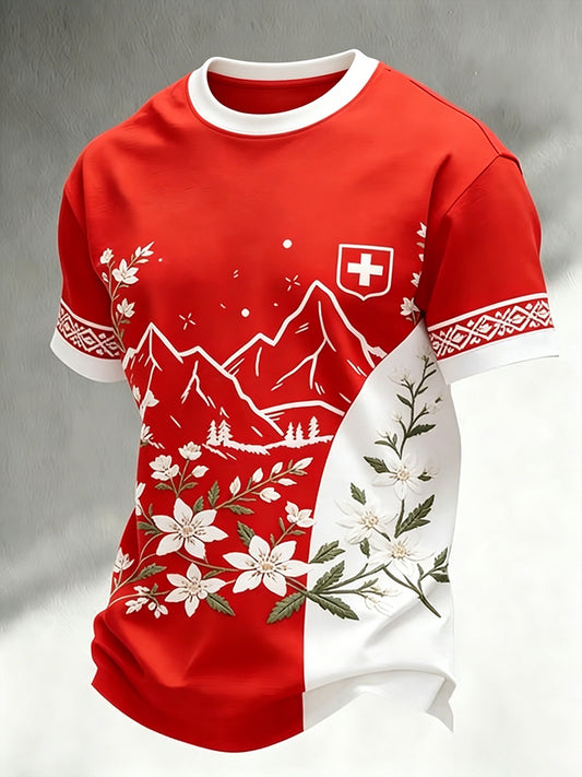 Herren-T-Shirt mit Alpenlandschaftsdruck