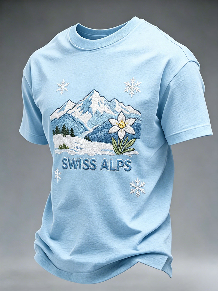 Herren-T-Shirt mit Alpenlandschaftsdruck