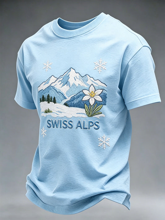 Herren-T-Shirt mit Alpenlandschaftsdruck