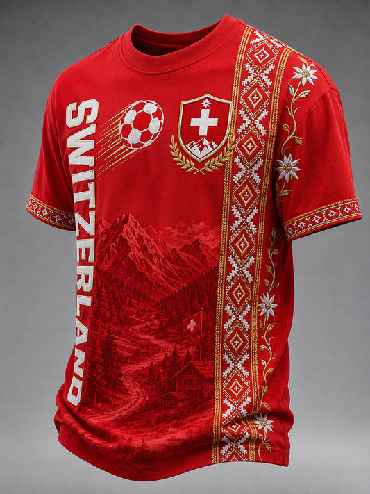 Retro-Schweizer Fußball-Fan‑Art‑Print lässiges Trikot