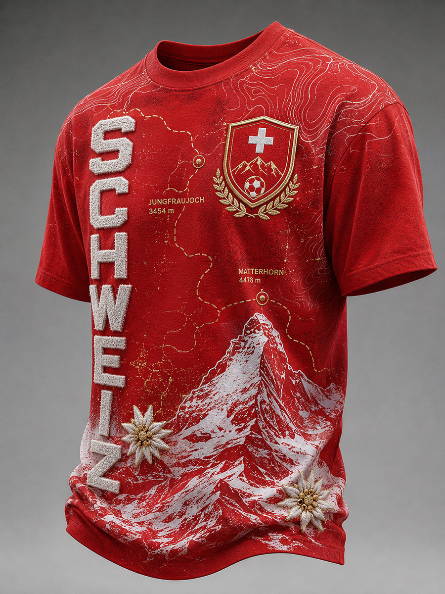 Retro-Schweizer Fußball-Fan‑Art‑Print lässiges Trikot