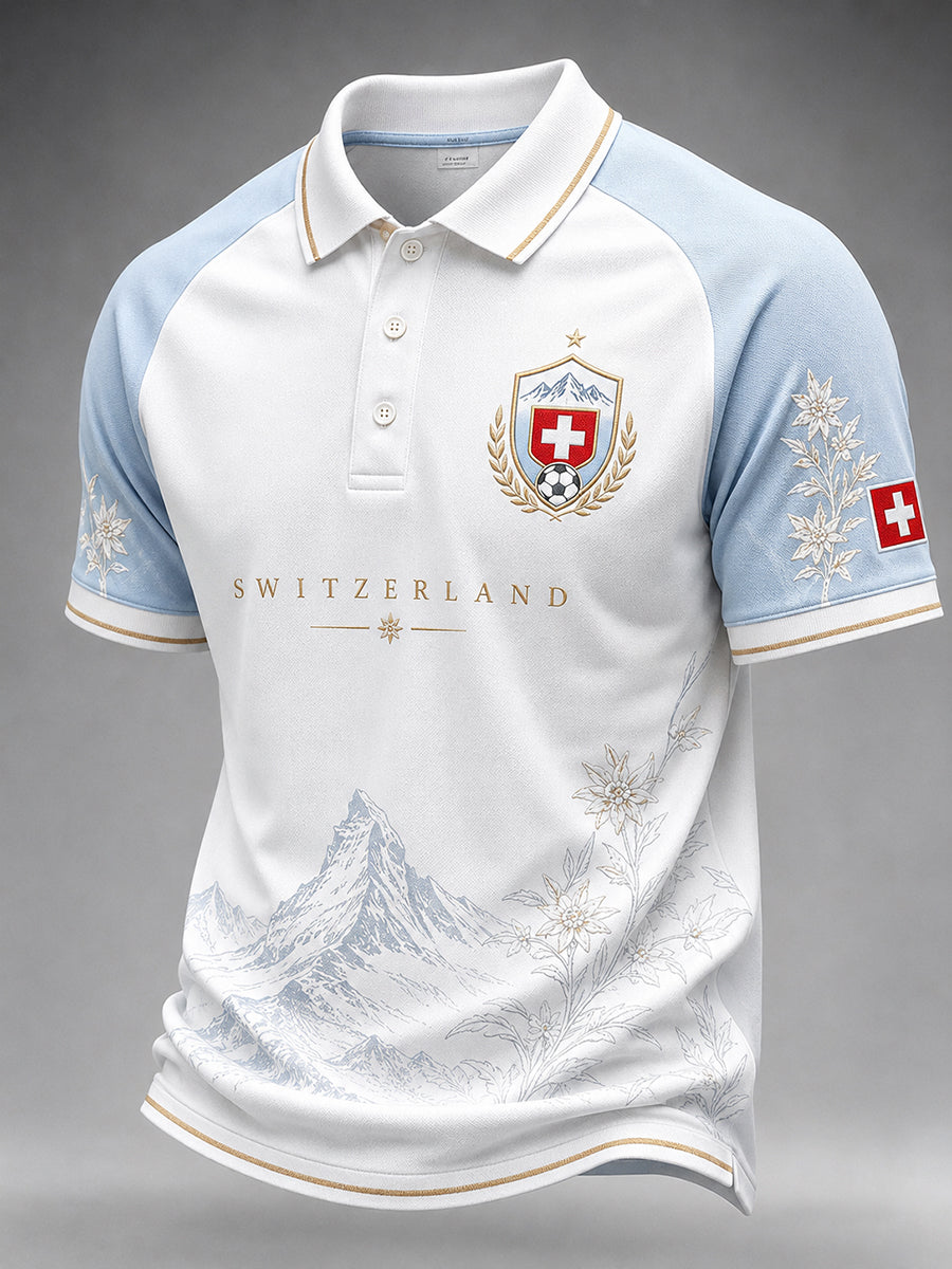 Retro-Schweizer Fußball-Fan‑Art‑Print lässiges Trikot