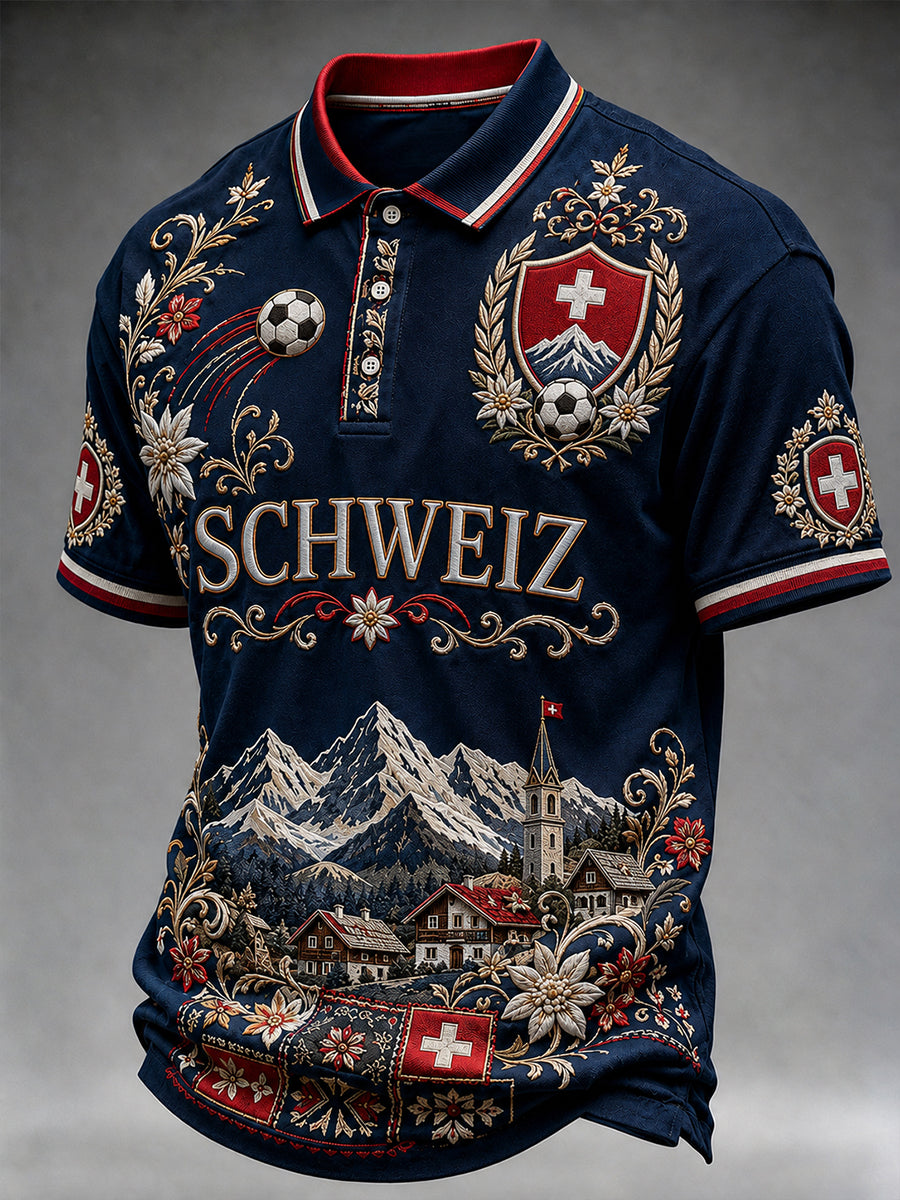 Retro-Schweizer Fußball-Fan‑Art‑Print lässiges Trikot