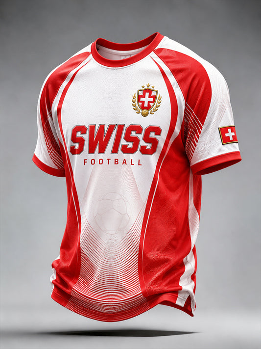 Herren-T-Shirt mit Fußballmotiv, Raglanärmeln und kurzen Ärmeln
