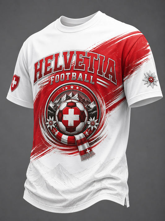 Herren-Freizeit-T-Shirt mit Fußballmotiv und kurzen Ärmeln