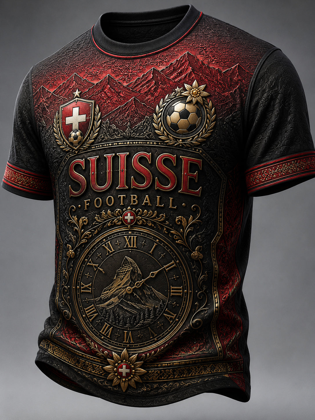 Retro-Fußball-Themen-Kurzarm-T-Shirt für Männer mit geprägtem Print