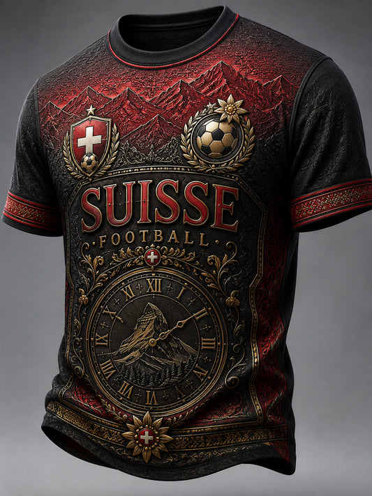 Retro-Fußball-Themen-Kurzarm-T-Shirt für Männer mit geprägtem Print