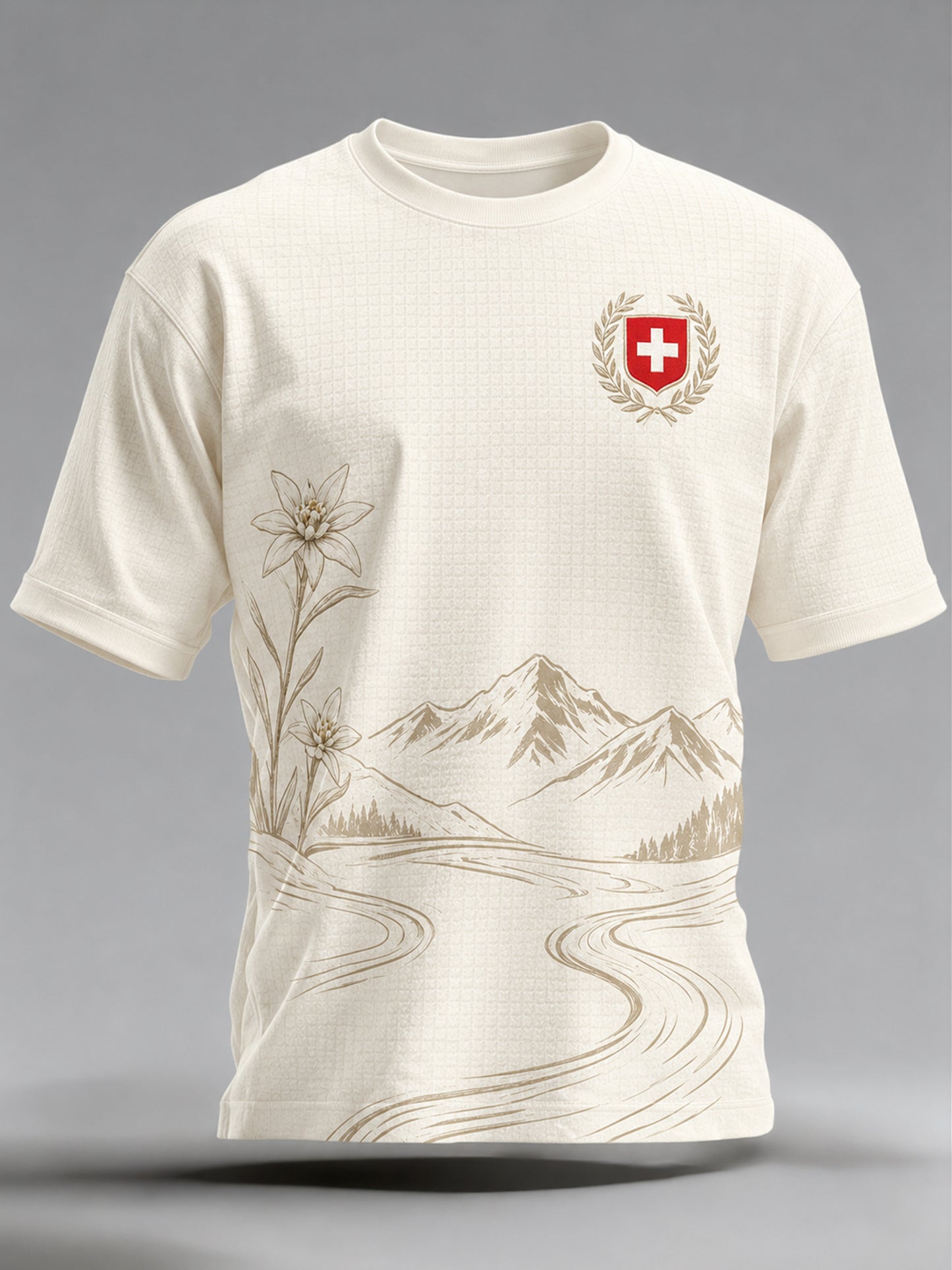 Herren T-Shirt mit Schweizer Berg-Themen-Künstlerischer Druck