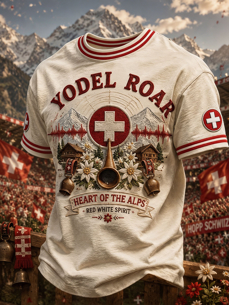 Herren-T-Shirt mit Schweizer Fußball-Liebhaber-Print