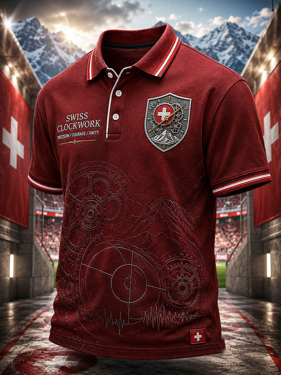 Herren-Sportswear mit Schweizer Fußball-Liebhaber-Print, lässig geschnitten