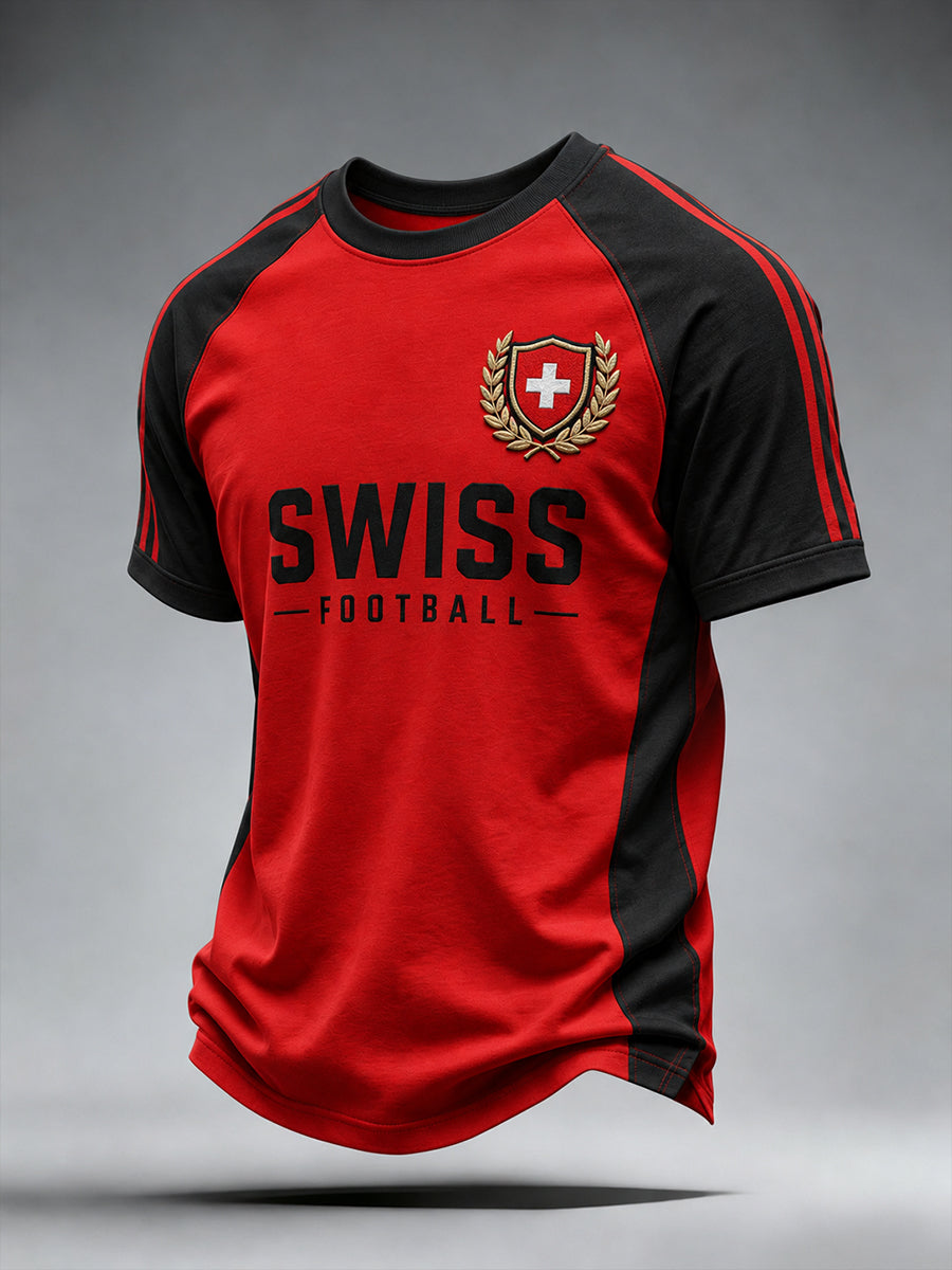 Herren-T-Shirt mit Fußballmotiv, Raglanärmeln und kurzen Ärmeln
