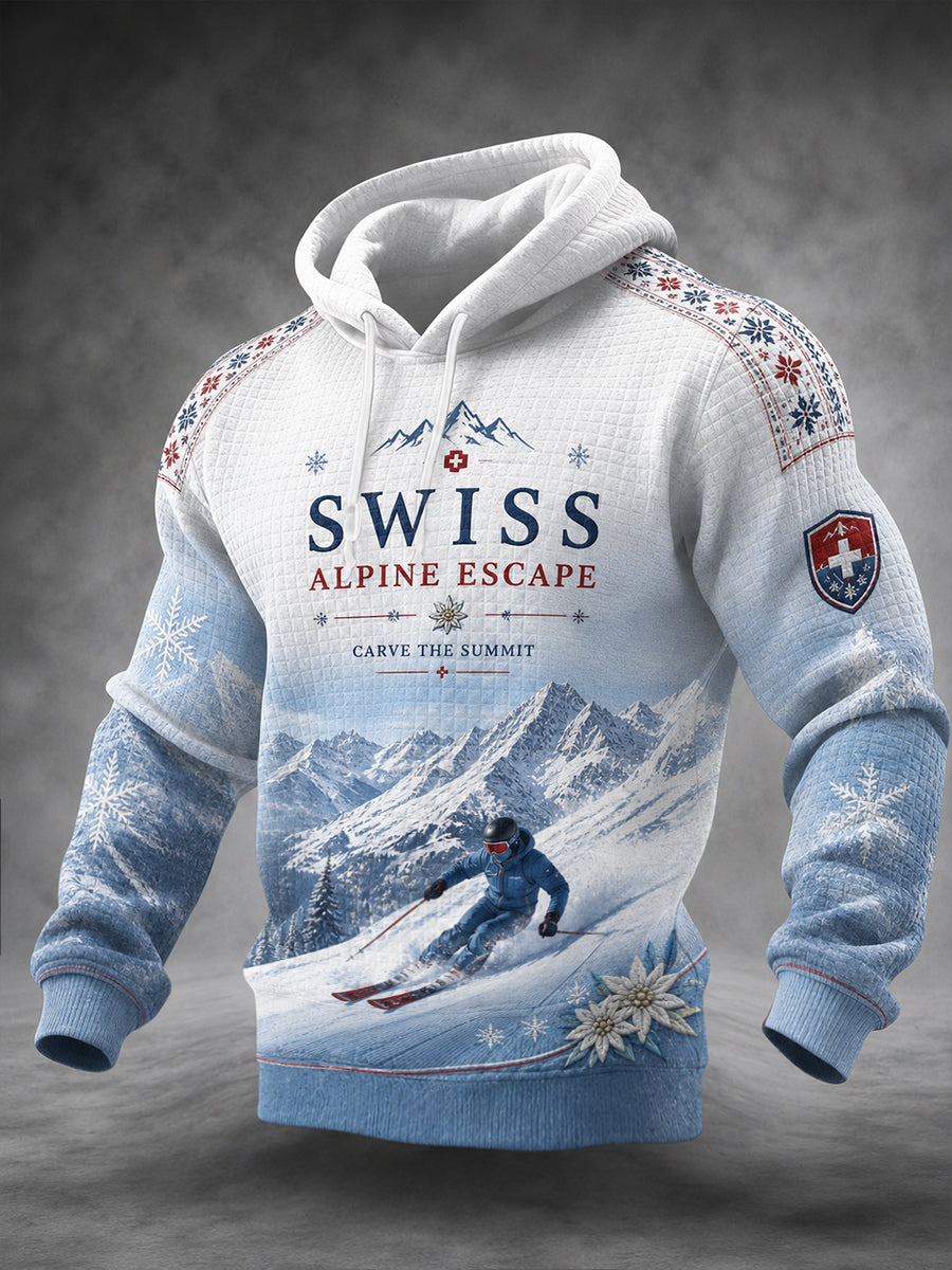 Damen-Skisport-Waffelpullover mit Druck