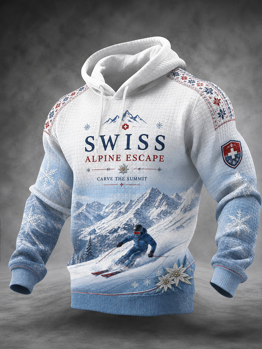 Damen-Skisport-Waffelpullover mit Druck