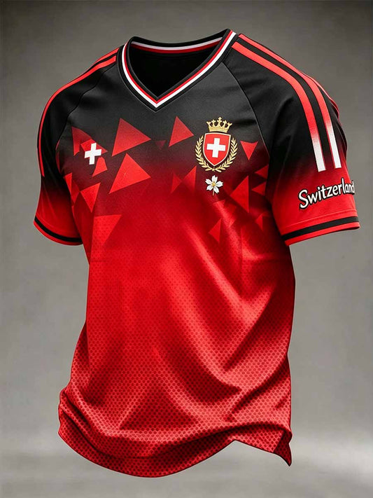 Schweizer Fußball druck Herren lässig T-Shirt