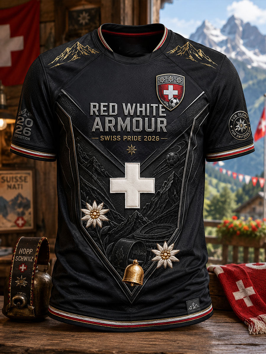 Herren-T-Shirt mit Schweizer Fußball-Liebhaber-Print