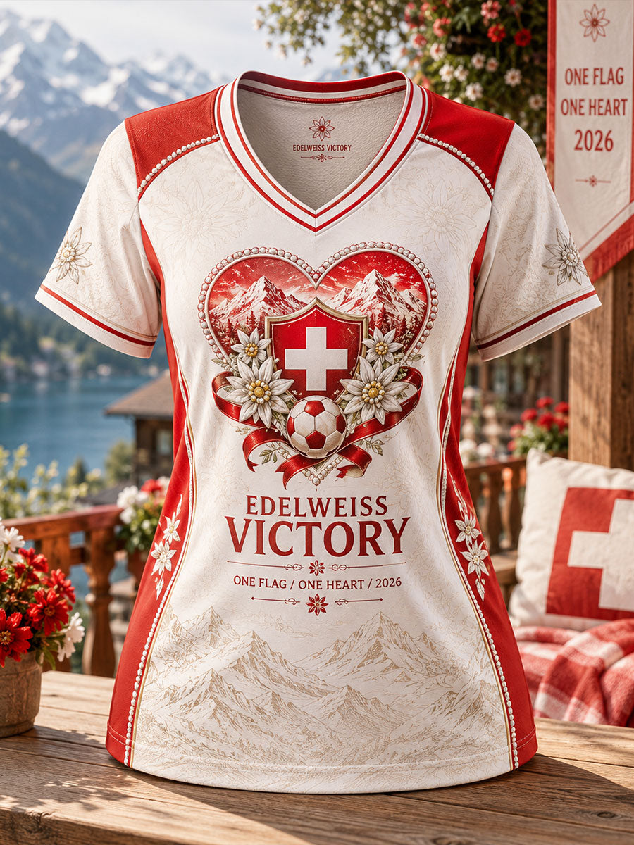 Damen-T-Shirt mit Schweizer Fußball-Lover-Art-Print