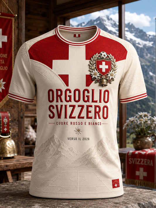 Herren-T-Shirt mit Schweizer Fußball-Liebhaber-Print