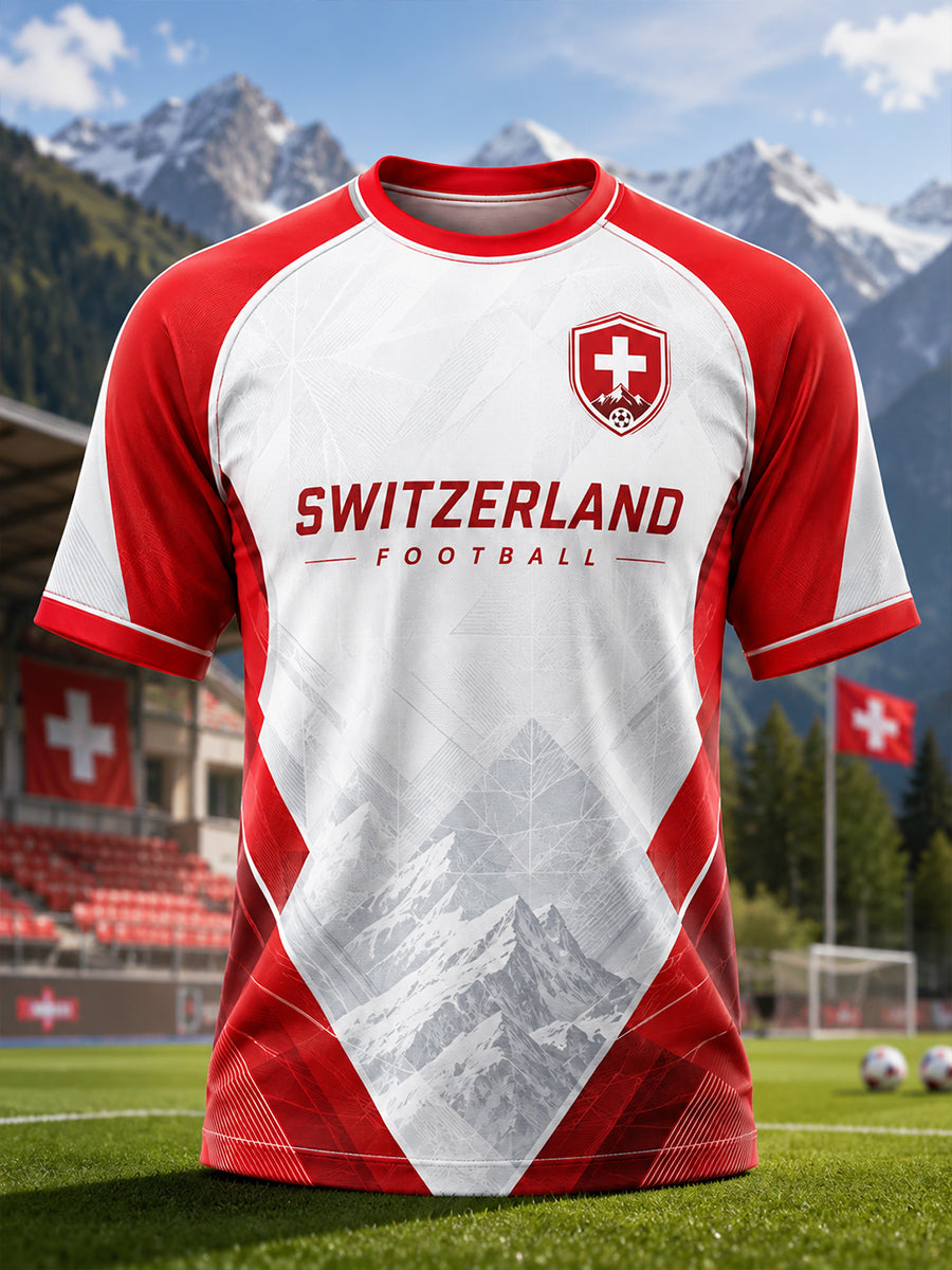 Kurzarm-T-Shirt für Männer mit Fußball-Themen bedrucktes sportliches Raglan-Ärmel