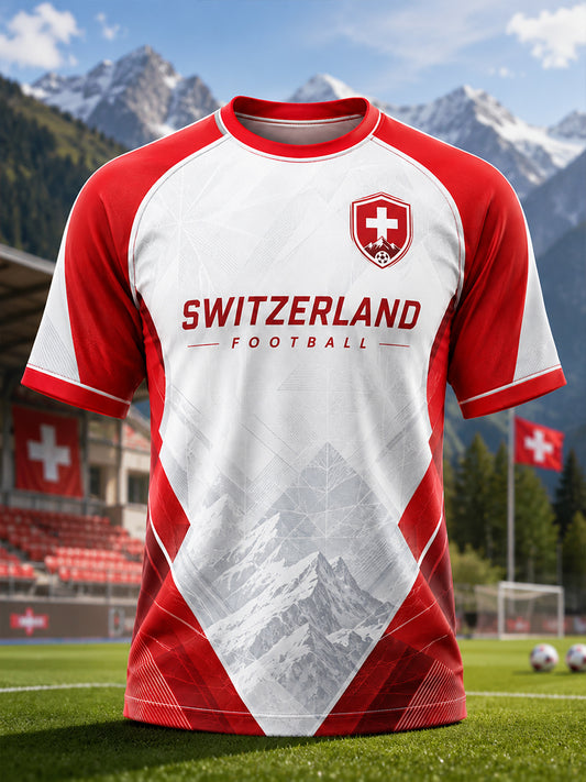 Kurzarm-T-Shirt für Männer mit Fußball-Themen bedrucktes sportliches Raglan-Ärmel