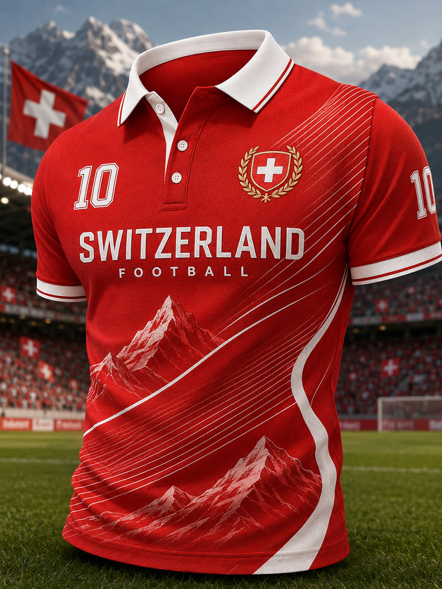 Fußball-bedrucktes sportlich kurz ärmel iges Herren-Polo-Shirt