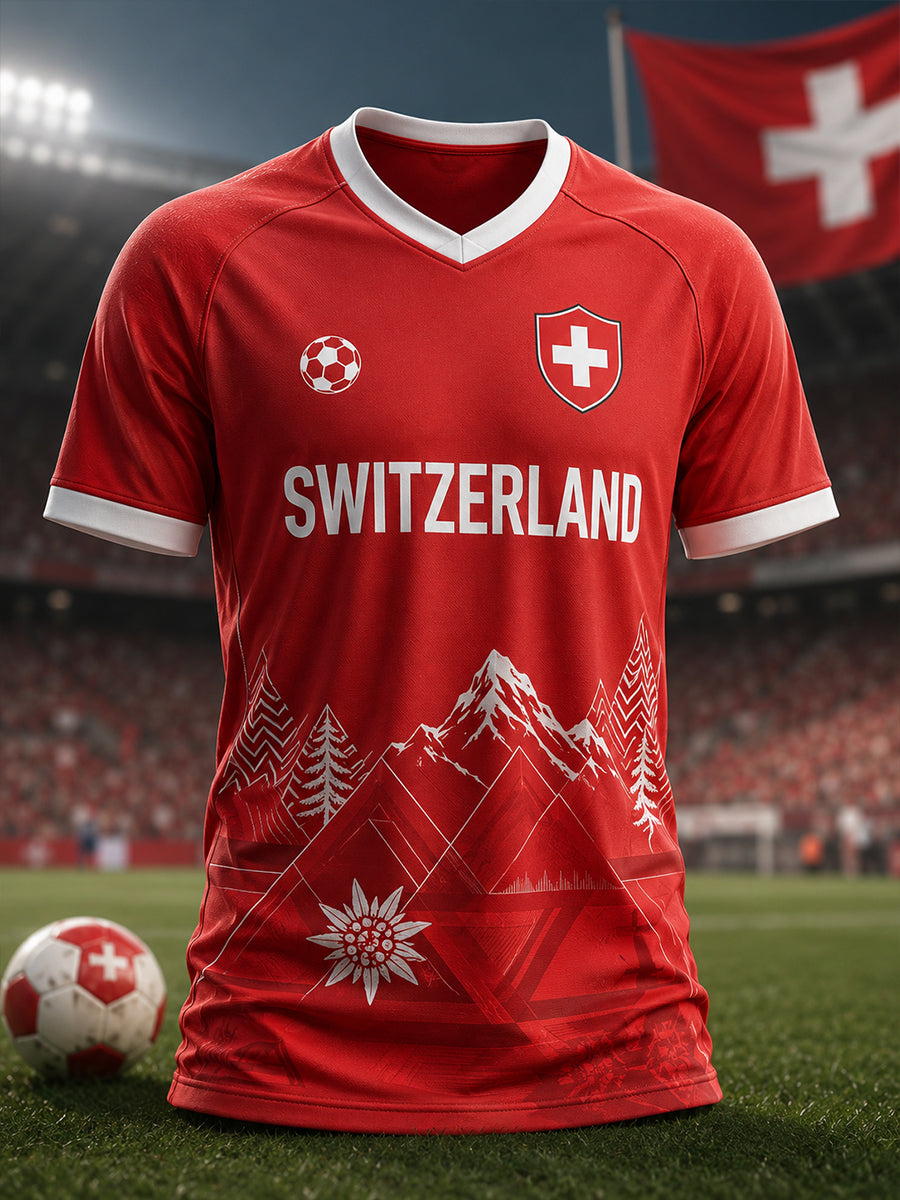 Herren-T-Shirt mit kurzen Ärmeln und Fußball-Print