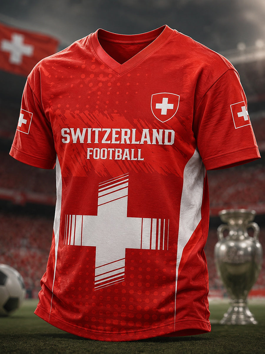 Herren-T-Shirt mit kurzen Ärmeln und Fußball-Print