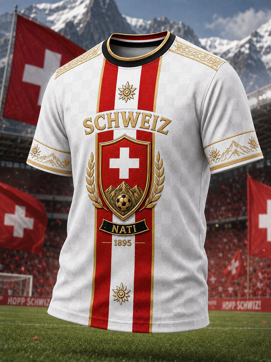 Herren-T-Shirt mit kurzen Ärmeln und Fußballmotiv