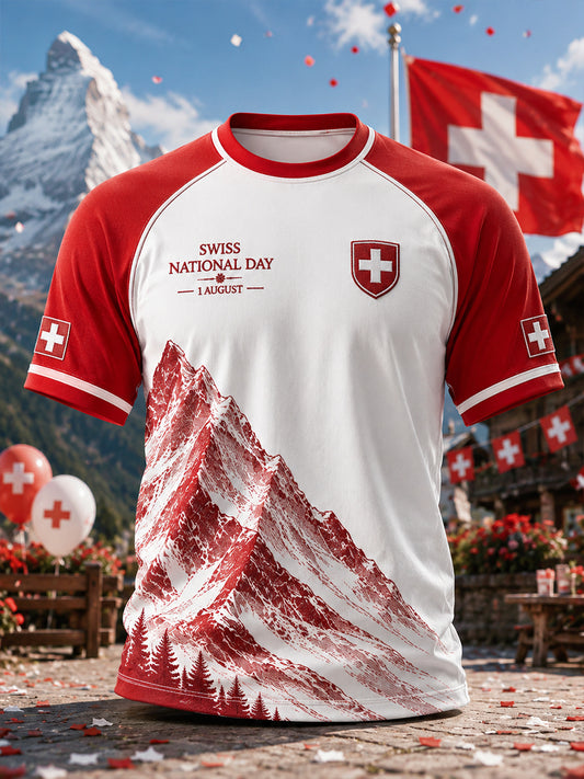 Herren-T-Shirt mit Nationaltag-Graphic-Print, Raglanärmeln und kurzen Ärmeln