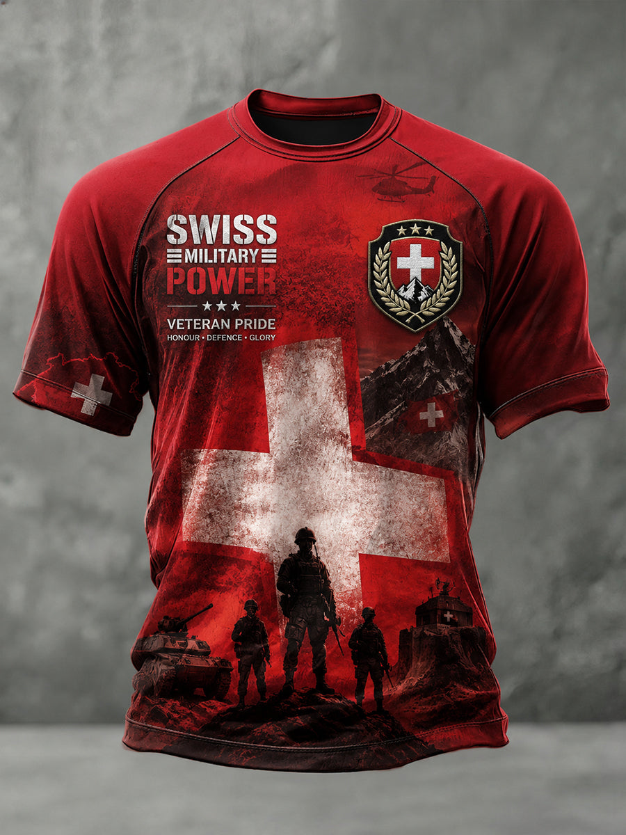 Herren-Raglan-T-Shirt mit kurzen Ärmeln und Camouflage-Print im Militärstil