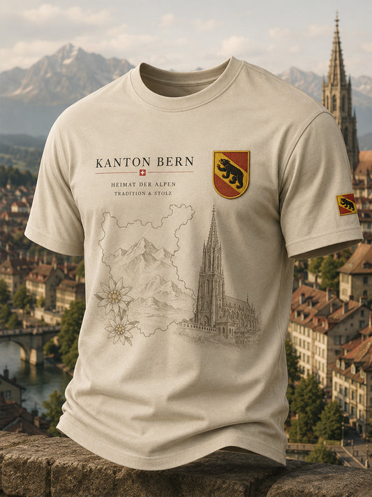 Herren-T-Shirt mit kurzen Ärmeln und Vintage-Druck im Stil eines Städte-Souvenirs