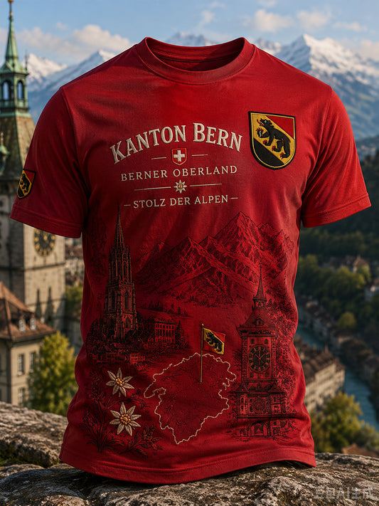 Herren-T-Shirt mit kurzen Ärmeln und Vintage-Druck im Stil eines Städte-Souvenirs